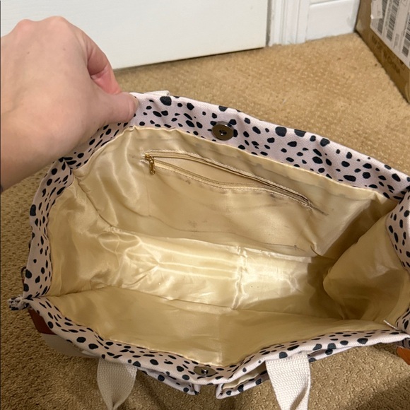 Pink and Black Polka Dot Tote Bag - Picture 2 of 3